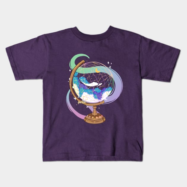 Magic Constellation Globe Kids T-Shirt by paintdust